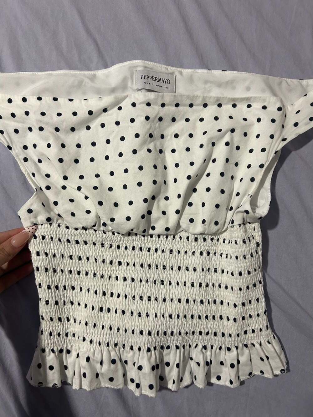 Peppermayo Black And White Polka Dot Smocked Tube Top - Picture 3 of 5